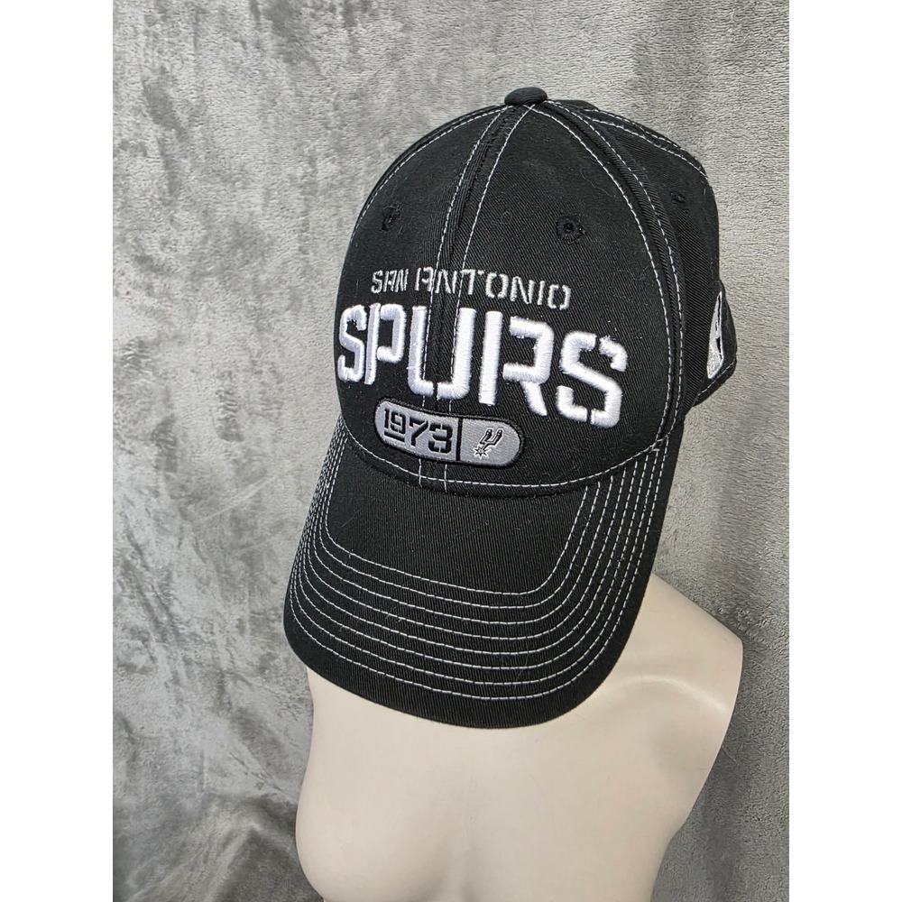 Adidas San Antonio Spurs NBA Hat Black White Stitch Adjustable Baseball Cap 1973